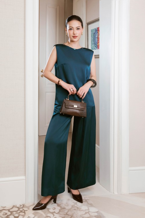 Mallard Green Silk Loose Pants