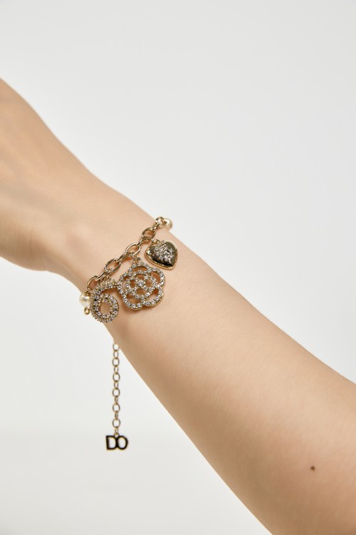 Sixdo Camellia Heart Charm Bracelet