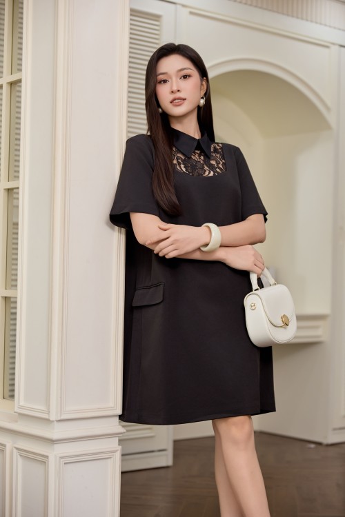 Sixdo Black Woven Loose Dress
