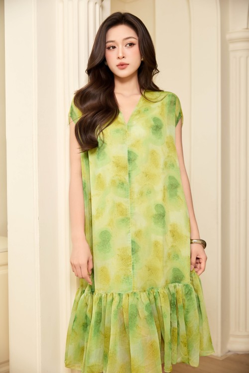 Sixdo Cyan Voile Loose Dress