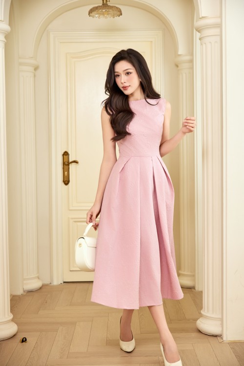 Sixdo Pink Woven Flared Dress