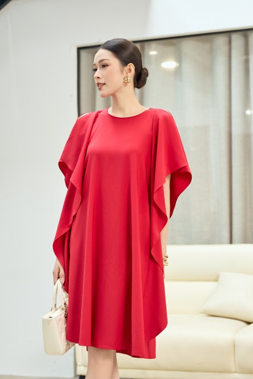 Sixdo Red Woven Loose Dress