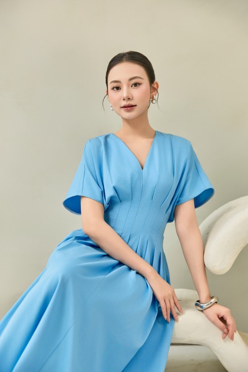 Sixdo Blue Tuytsi Flared Dress