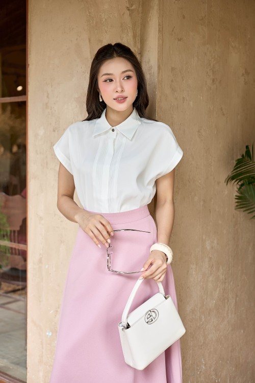 Sixdo Mauve Woven Flared Skirt