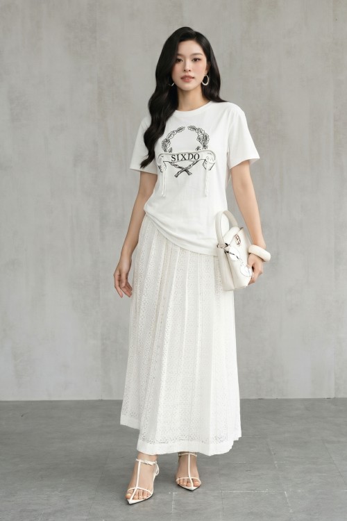 Sixdo White SIXDO Emblem Cotton Tshirt