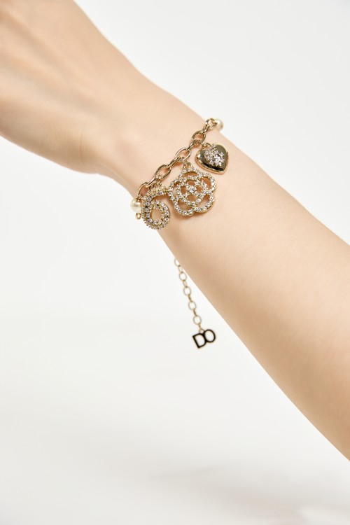 Camellia Heart Charm Bracelet