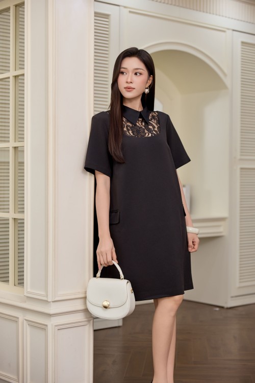 Black Woven Loose Dress