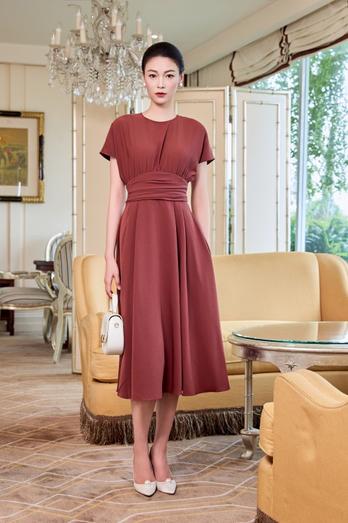Russet Woven Flared Dress