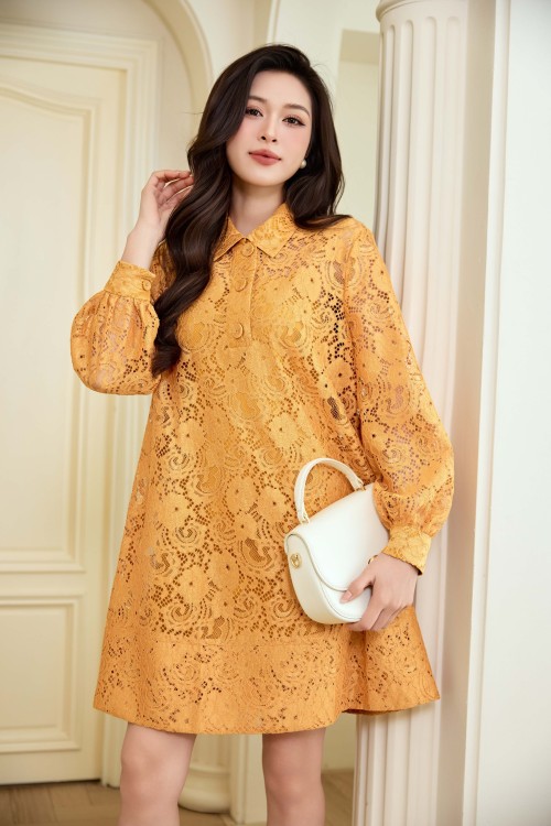 Yellow Lace Loose Dress