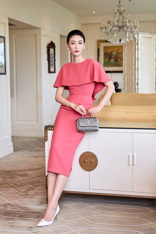 Rosy Woven Pencil Dress