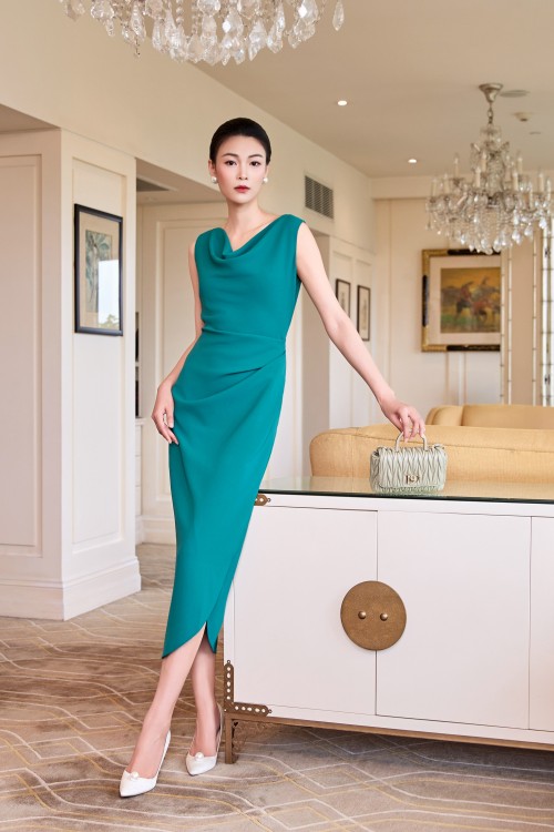 Green Woven Sarong Dress