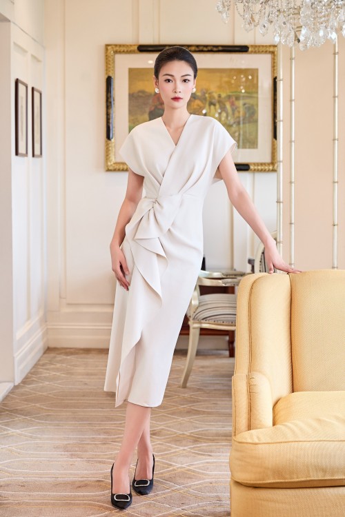 Cream Woven Sarong Dress