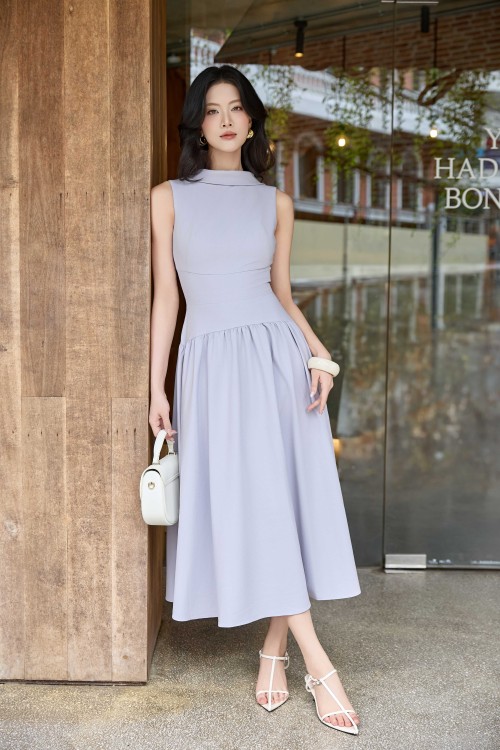 Light Purple Woven Flared Dress