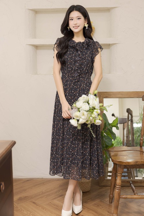 Chiffon Flared Dress