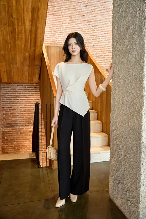 Black Woven Loose Pants
