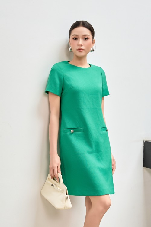 Green Woven Loose Dress