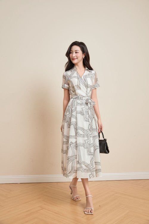 White Organza Flared Dress