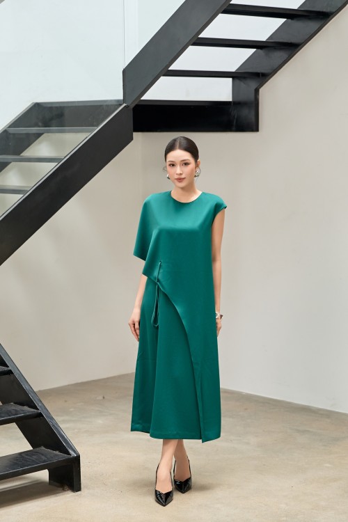 Dark Green Silk Loose Dress