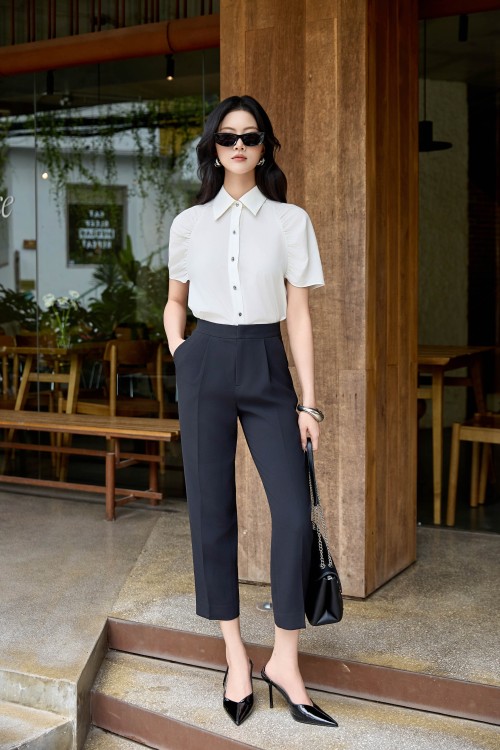 Black Woven Baggy Pants