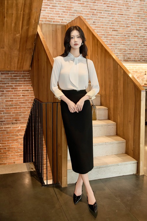 Woven Pencil Skirt