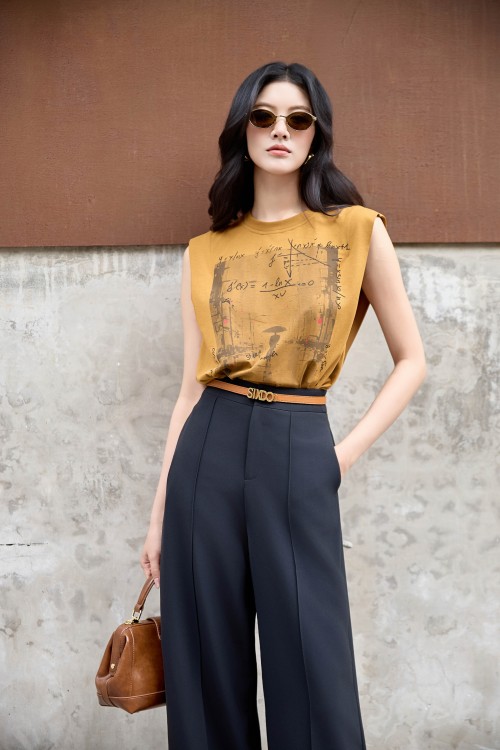 Brown Rainy Equation Cotton Tshirt