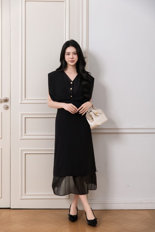 Black Woven Pencil Dress