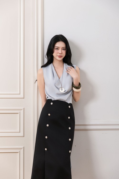 Gray Mist Silk Blouse