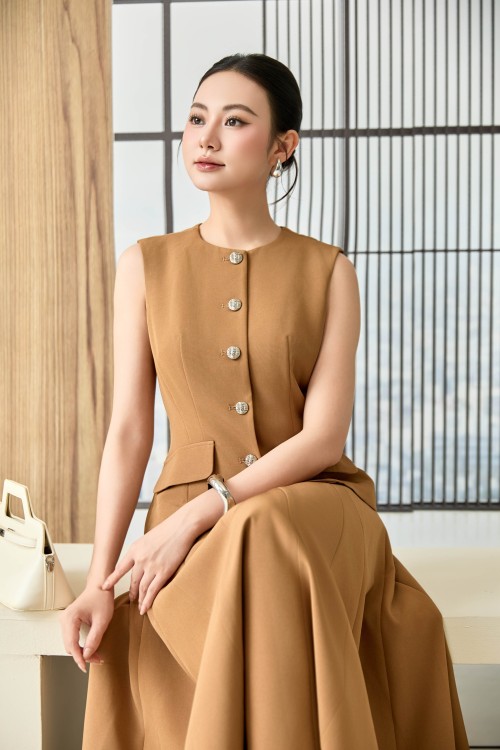 Brown Woven Waistcoat