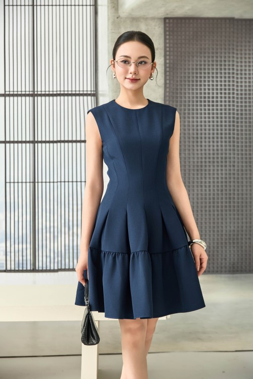 Navy Woven Mini Dress