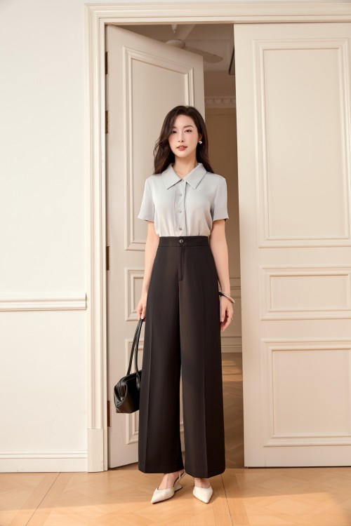 Black Woven Loose Pants