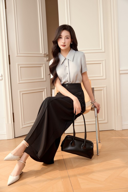 Light Blue-Grey Silk Shirt