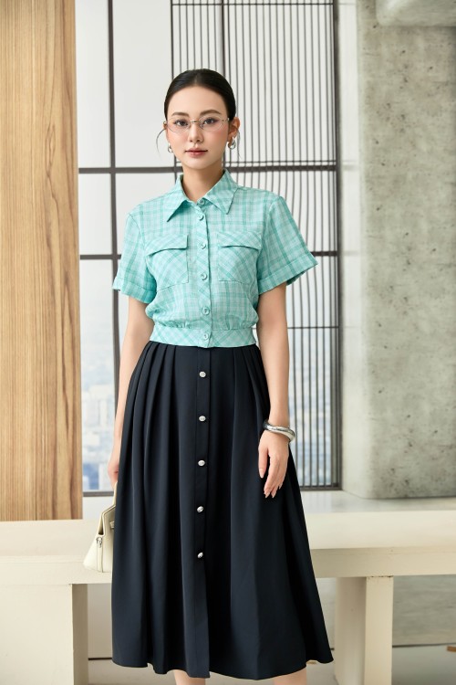 Blue White Woven Blouse