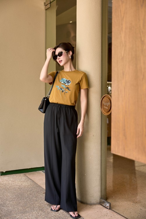 Black Woven Loose Pants
