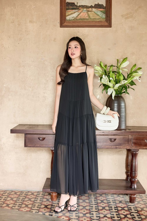 Black Chiffon Sleeveless Dress