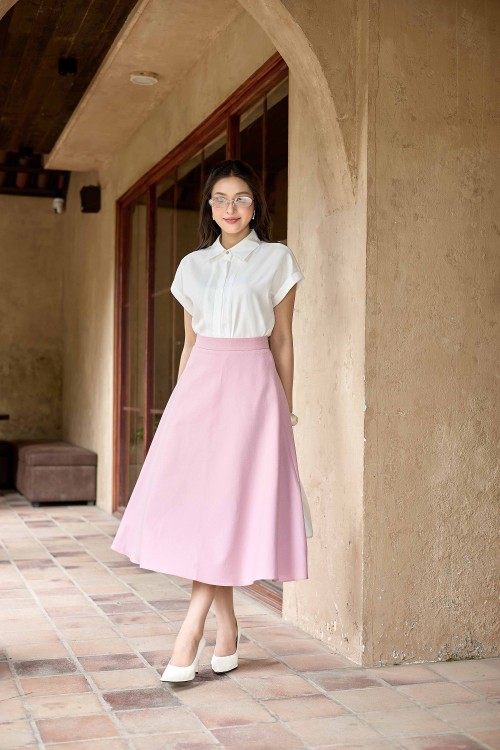 Mauve Woven Flared Skirt