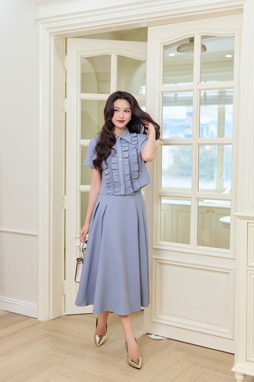 Gray Mist Woven Flared Skirt