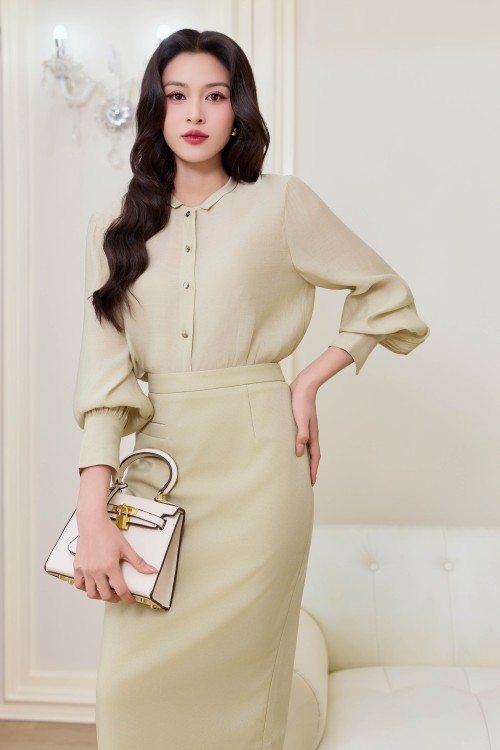 Light Olive Green Organza Blouse