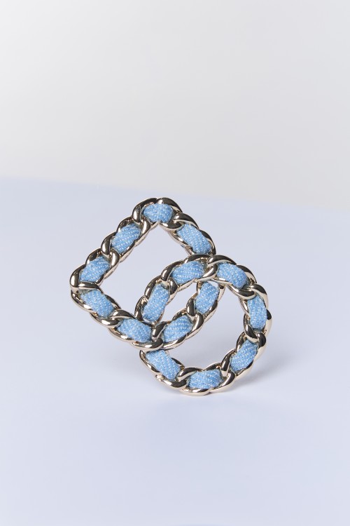 Gold Blue Braided DO Brooch