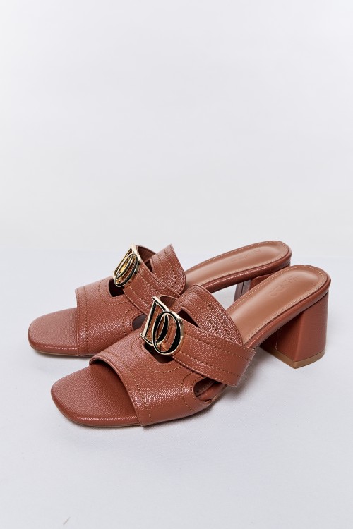 Orange Logo Heeled Sandals