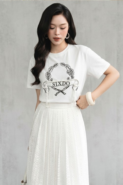 White SIXDO Emblem Cotton Tshirt