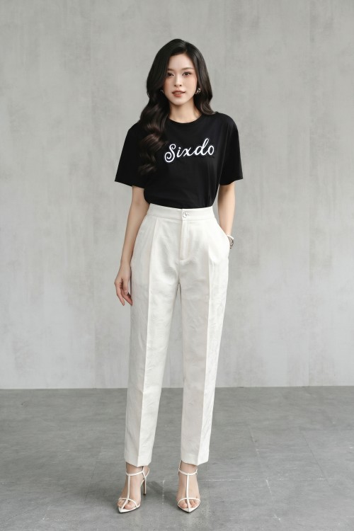 White Brocade Baggy Pants