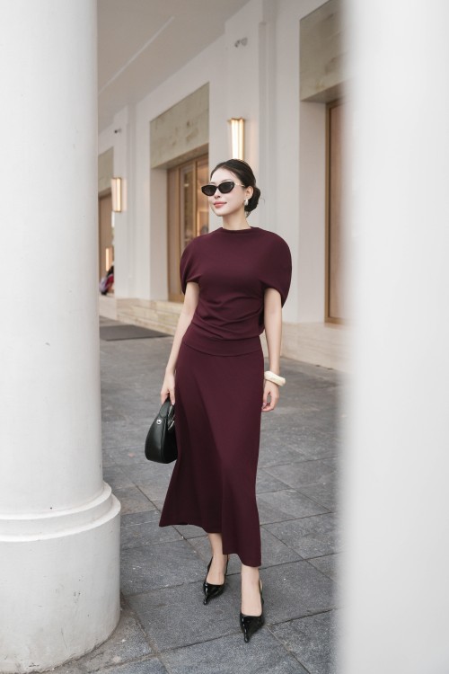 Sixdo Plum Knit Blouse