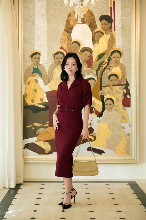 Sixdo Dark Red Tuytsi Pencil Dress