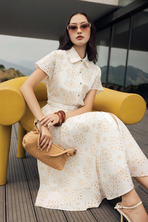 Sixdo White Raw Mini Dress