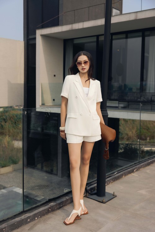 Sixdo White Woven Vest