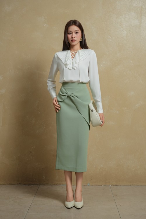 Sixdo White Silk Blouse