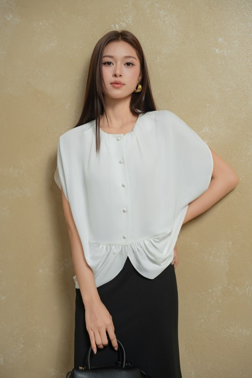 Sixdo White Silk Blouse