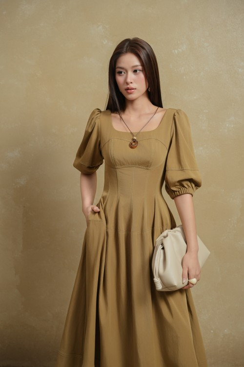 Sixdo Cinnamon Raw Flared Dress