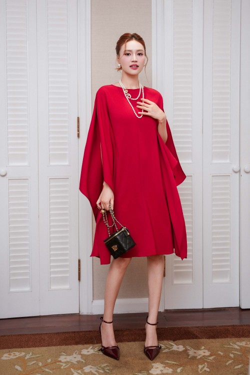 Sixdo Red Woven Loose Dress