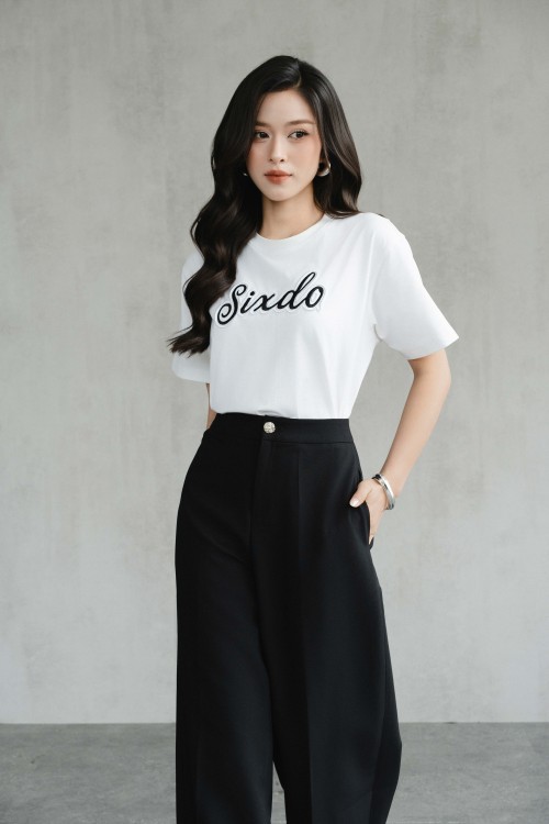 Sixdo Black Woven Loose Pants